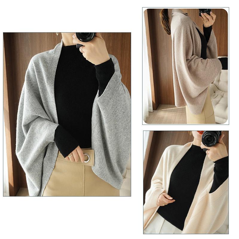 一部即納 ポンチョ ショール レディース 春物 ニットカーディガン 無地