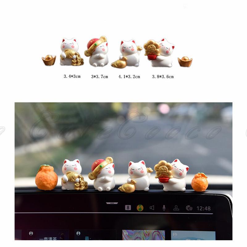 招き猫 車内 置物 4匹セット 可愛い バックミラー装飾 車アクセサリー