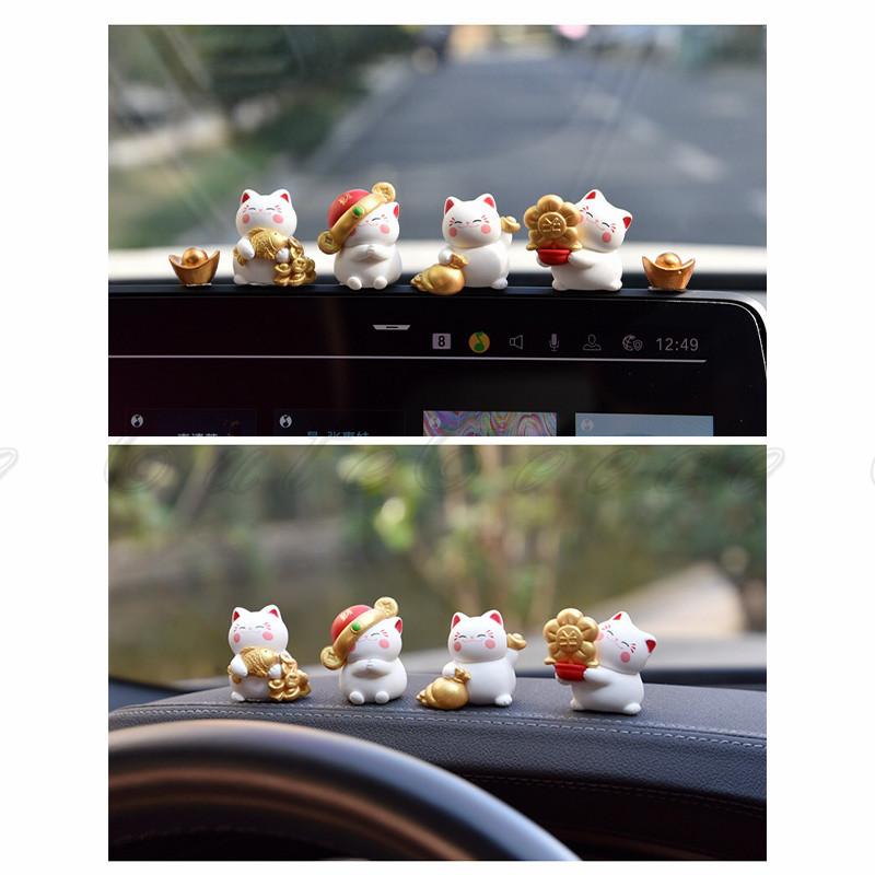 招き猫 車内 置物 4匹セット 可愛い バックミラー装飾 車アクセサリー