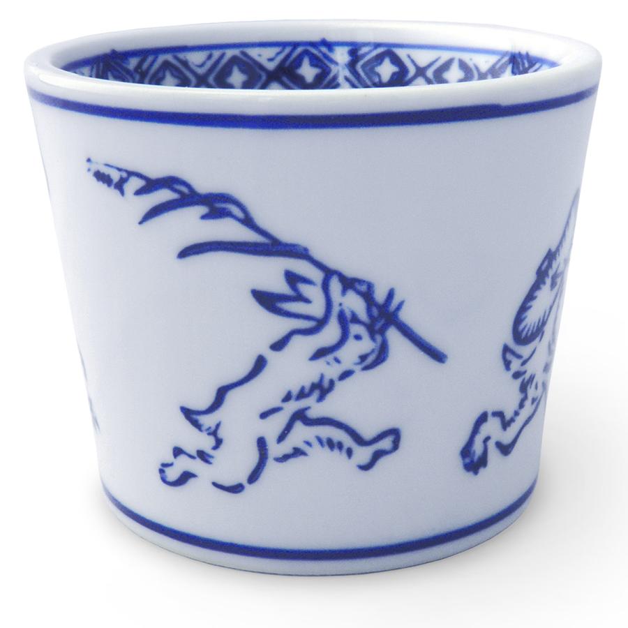 鳥獣戯画 そば猪口 染付 陶器 単品販売(オリジナル説明書付き)蕎麦猪口