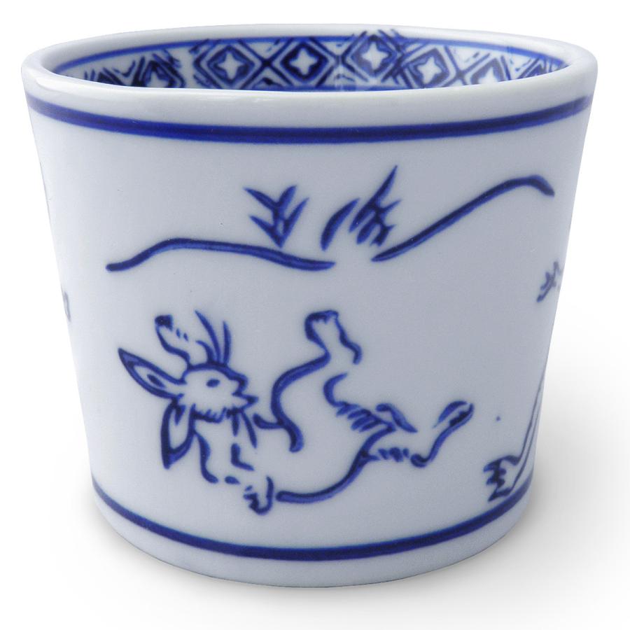 鳥獣戯画 そば猪口 染付 陶器 単品販売(オリジナル説明書付き)蕎麦猪口