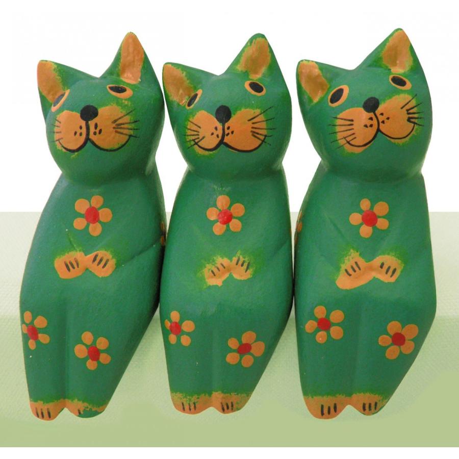 インテリア猫トリオ置物