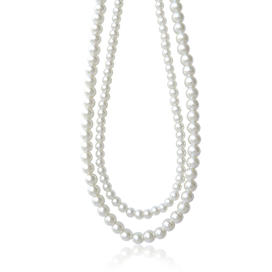 パール ネックレス 2連 ロングネックレス(真珠 フェイクパール