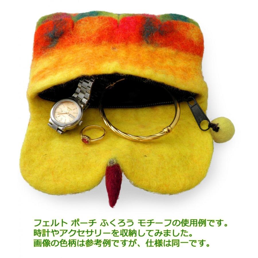 ポーチ 羊毛 フェルト カラフル ふくろう(青)薬 小物 アクセサリー