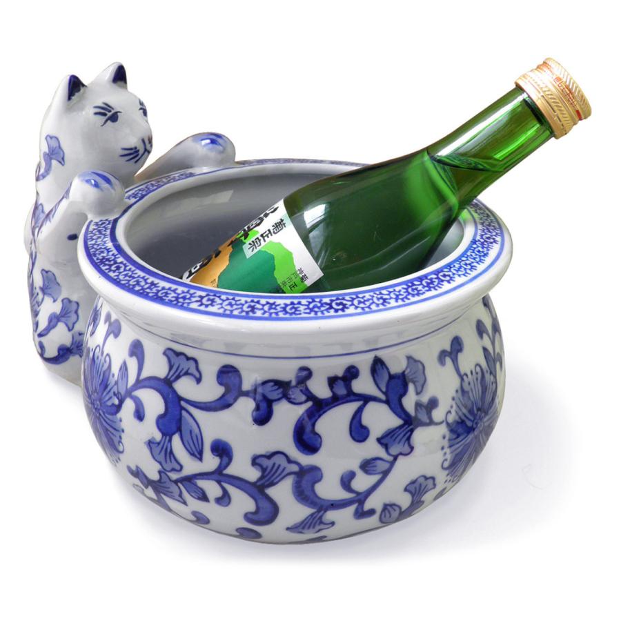 金魚鉢 火鉢 水鉢 猫 陶器(オリジナル説明書付き)見守り猫 猫雑貨 鉢