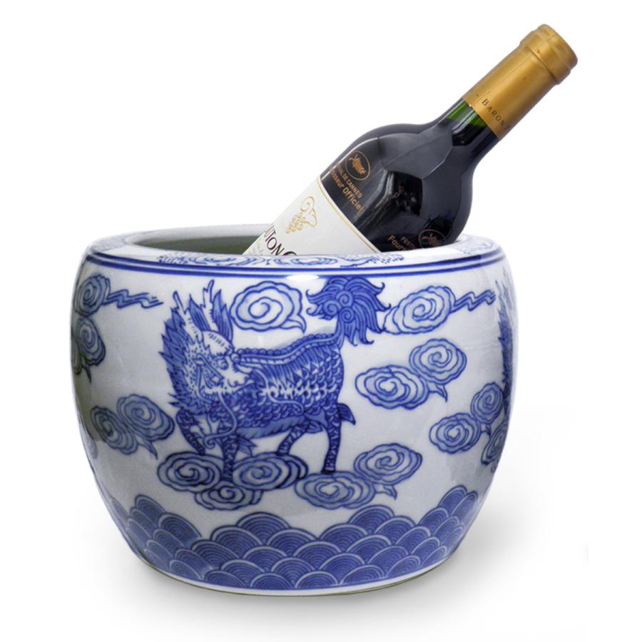 火鉢 大小 2点セット 水鉢 小型 ミニ火鉢 麒麟 霊獣 陶器(説明書付き