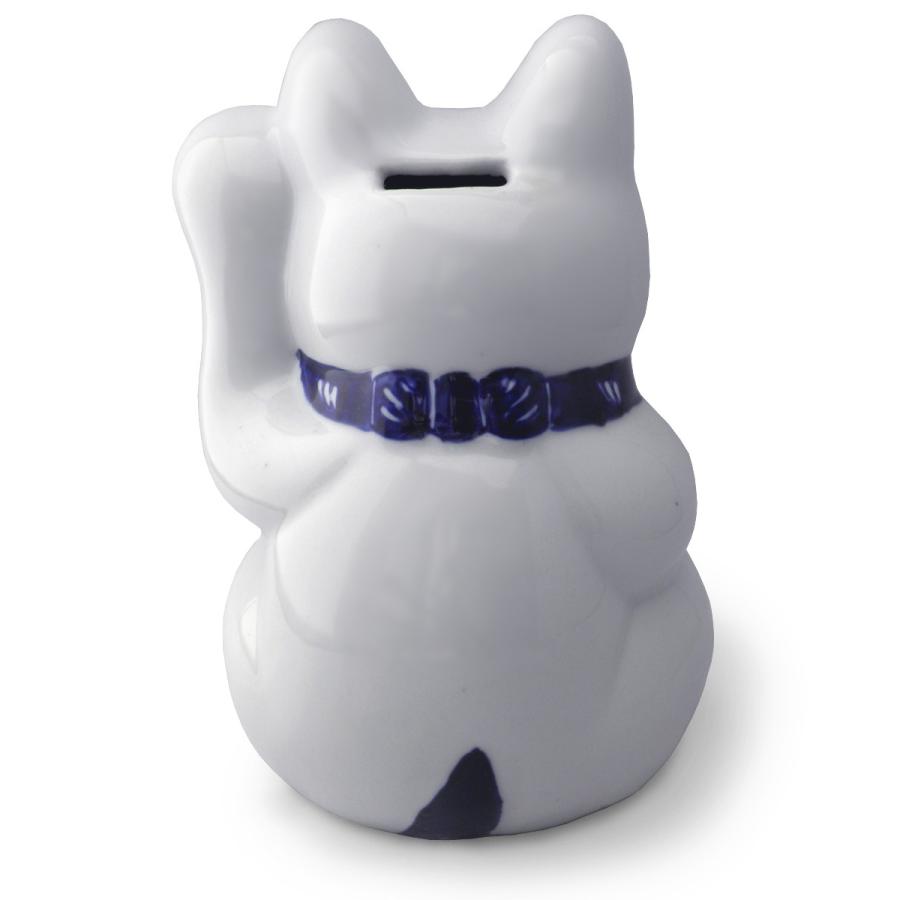 招き猫 白黒 貯金箱 陶器 縁起物 商売繁盛開運置物 開運 招き猫 貯金箱 染付 陶器 置物 金運 財運 招福 開運 縁結び(オリジナル