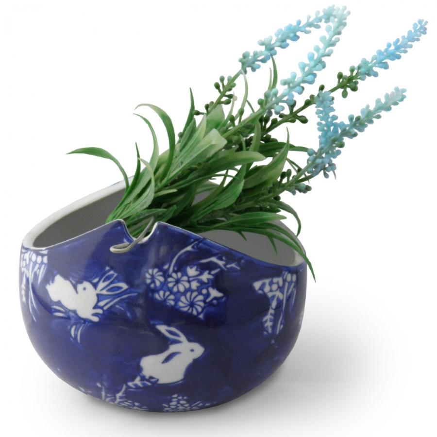 蚊やり 蚊取り線香入れ 花瓶 花器 鉢カバー ハイドロカルチャー ウサギ柄 染付 陶器 縁結び 安産祈願 出世運 骨董風 ギフト Interiorpottery 0006 アクセサリーと雑貨キュートマニア 通販 Yahoo ショッピング