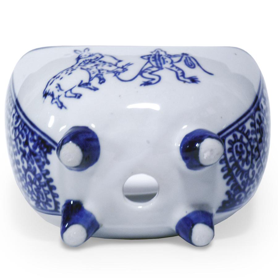 植木鉢 陶器 三日月 脚付き おしゃれ 和風(鳥獣戯画)山野草 苔玉 多肉