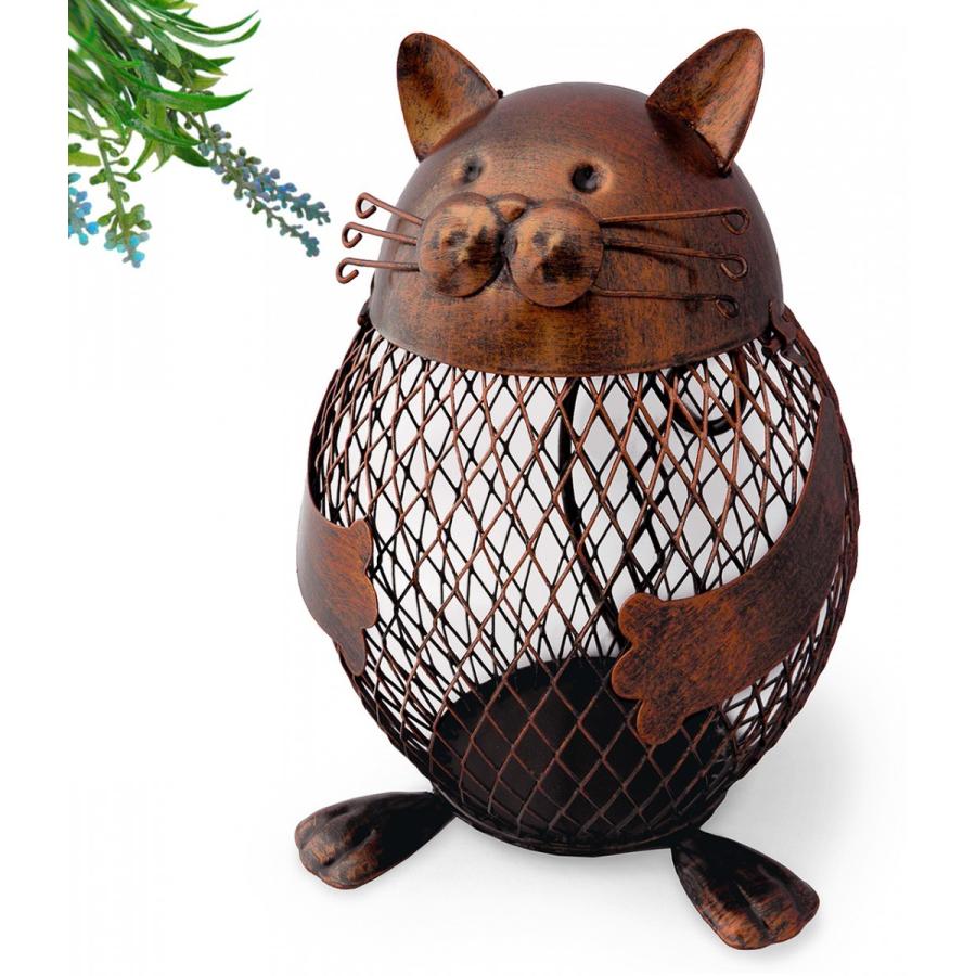 猫 ネコ 置物 貯金箱 小物入れ ポプリ入れ 香炉 ブリキ アイアン 