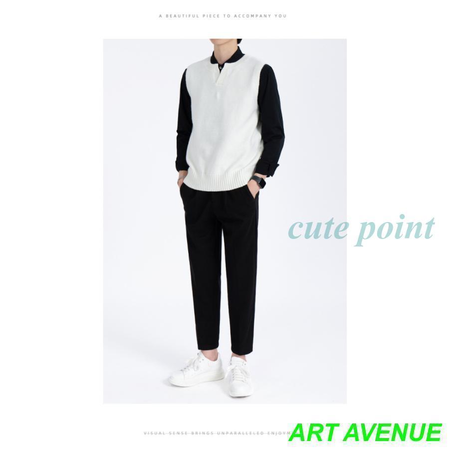 ニット ベスト メンズ チョッキ セーター トップス 春 秋 冬 ノースリーブ リブ編み スリット シンプル 無地 ビジネス アウター 通勤 暖かい ニット ベスト メンズ チョッキ セーター トップス 春 秋 冬