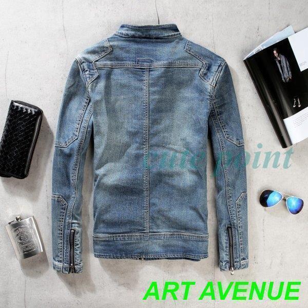 デニム ライダース ジャケット デニムジャケット メンズ ジージャン Gジャン ブルゾン 長袖 細身 スリム 春 秋 冬 ヴィンテージ加工 ビンテージ レトロ　パンク デニム ライダース ジャケット デニムジャケット メンズ ジージャン G