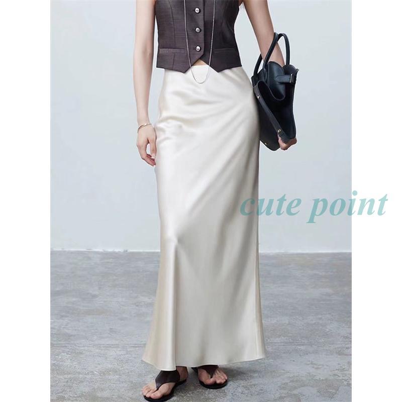 ロングスカート サテンスカート レディース マーメイド フレア