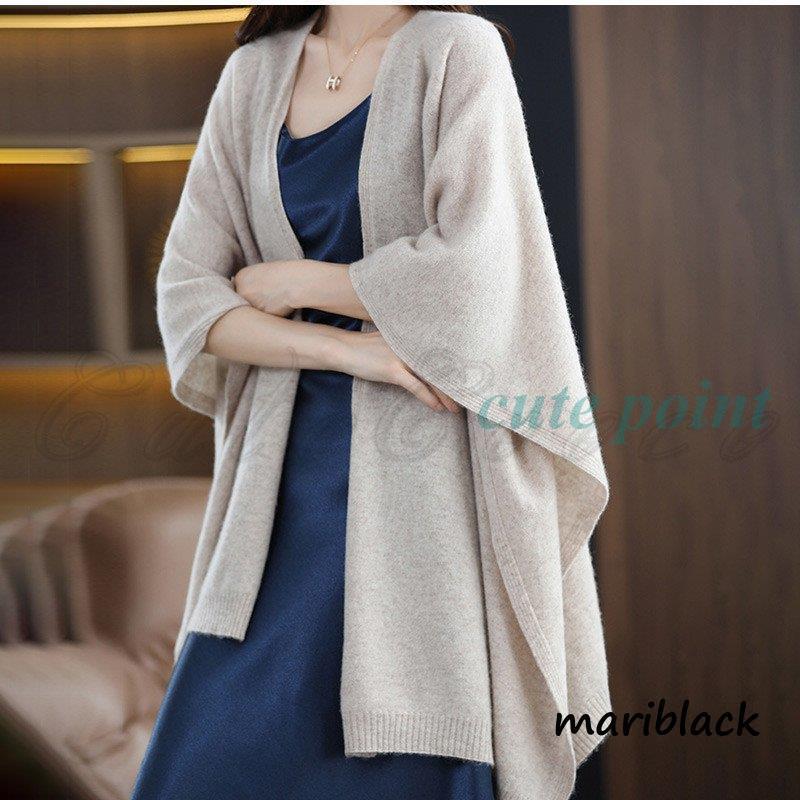 ショール ウール100％ レディース ポンチョ ストール 大判 無地 羽織り