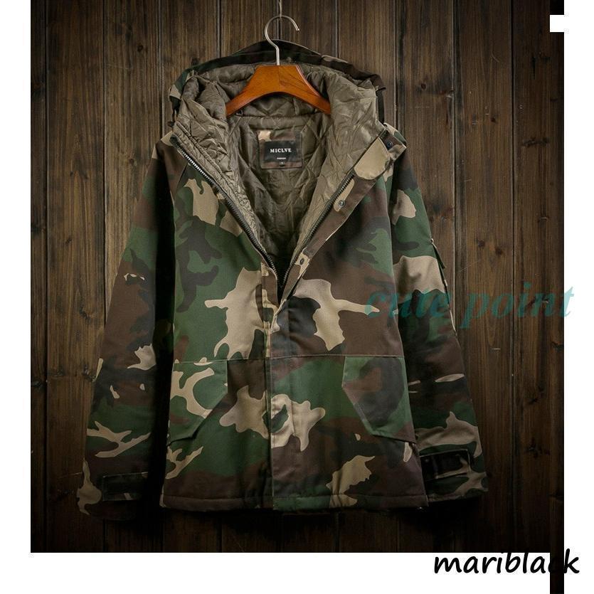 メンズ マウンテンパーカー 中綿入り 迷彩柄 冬用 暖かい レディース