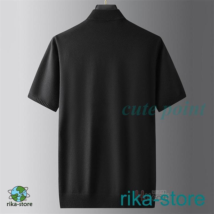 モックネック ニット 半袖 ハイネック ゴルフウェア メンズ 半袖ニット