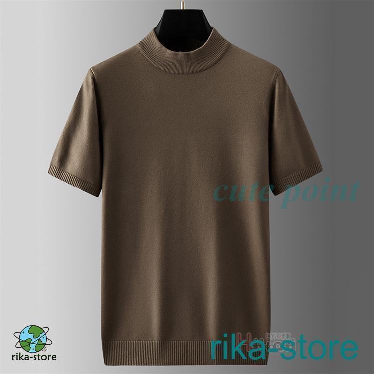 モックネック ニット 半袖 ハイネック ゴルフウェア メンズ 半袖ニット