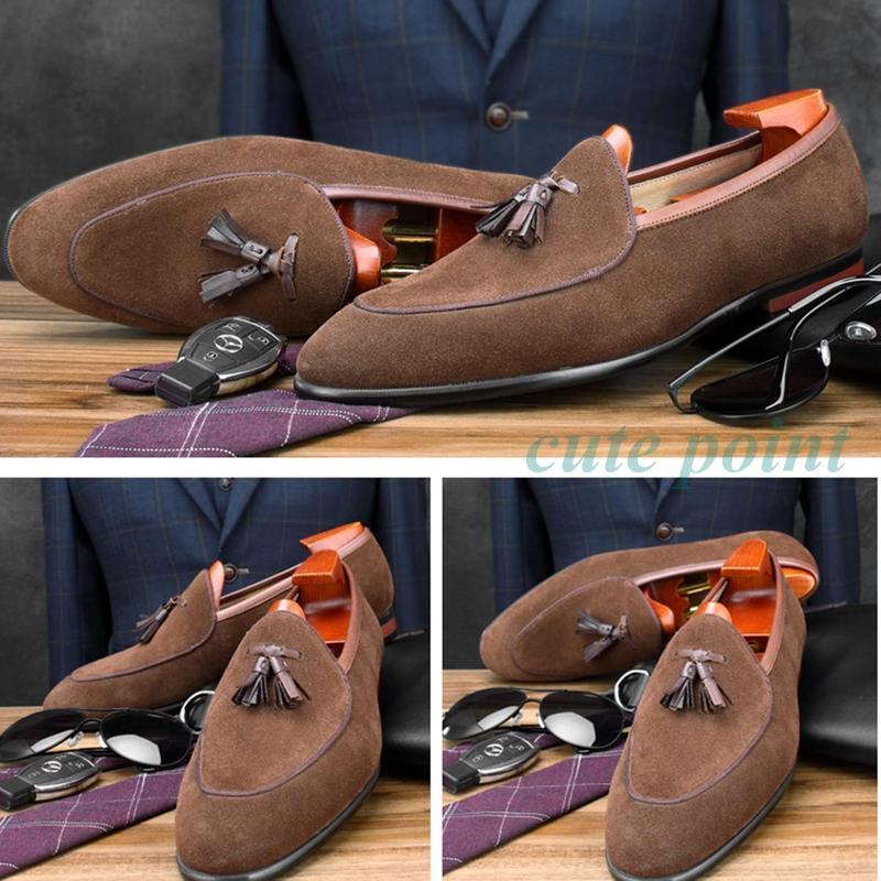 革靴 メンズ タッセルローファー 本革スエード スリッポン Uチップ