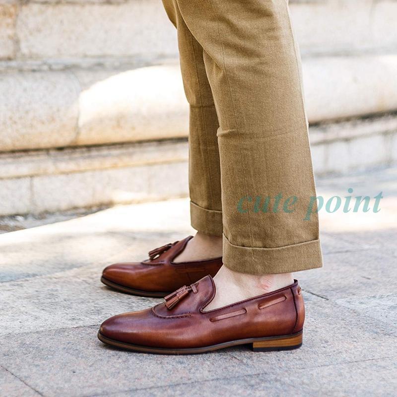 タッセルローファー ビジネスシューズ メンズ 本革 紳士靴 革靴 通気