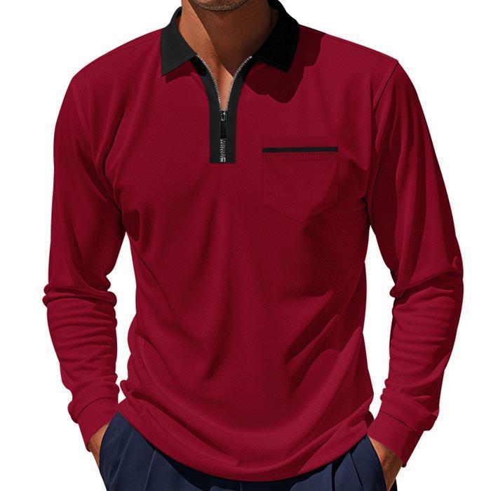 ポロシャツ メンズ ゴルフシャツ 長袖 ゴルフウエア 秋 春 冬 配色