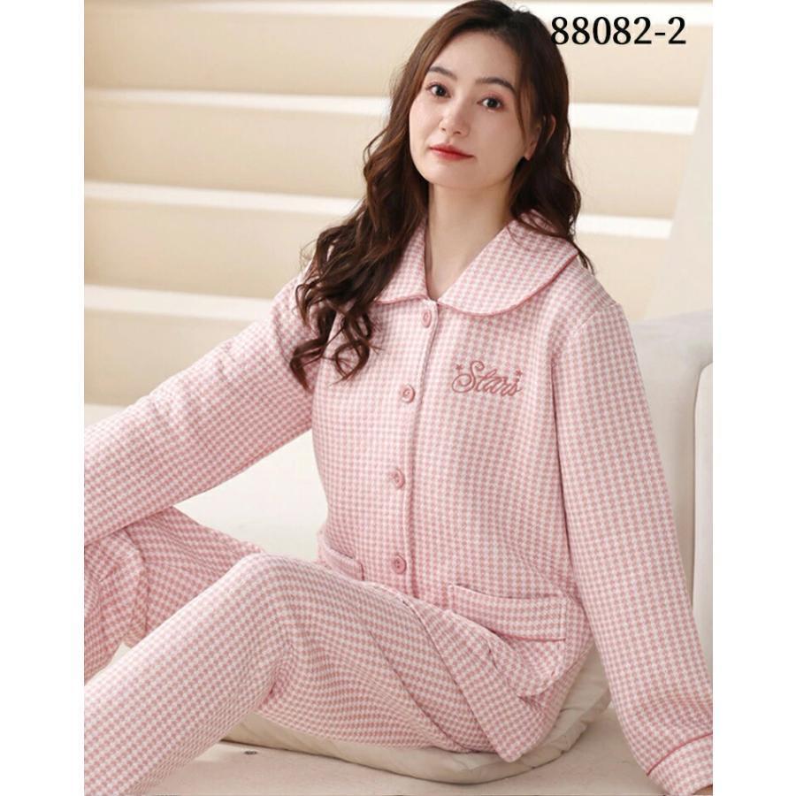 綿100％ ３層構造 キルトニットパジャマ レディース 綿100% キルトニット キルティング 暖かい パジャマ オーガニックコットン 上下セット 長袖 冬 秋 パジャマ 綿100％ 3層構造 キルトニットパジャマ レディース 綿100% キルト