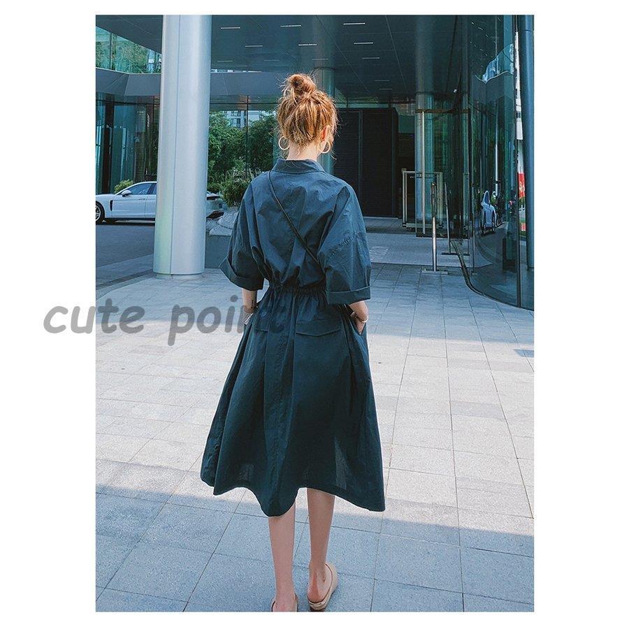 シャツワンピース レディース 上品 40代 五分袖 ワンピース 春 夏 無地 シャツワンピ ロング丈 オシャレ 着痩せ 大きいサイズ 韓国風 ゆったり 30代 50代 見事な創造力