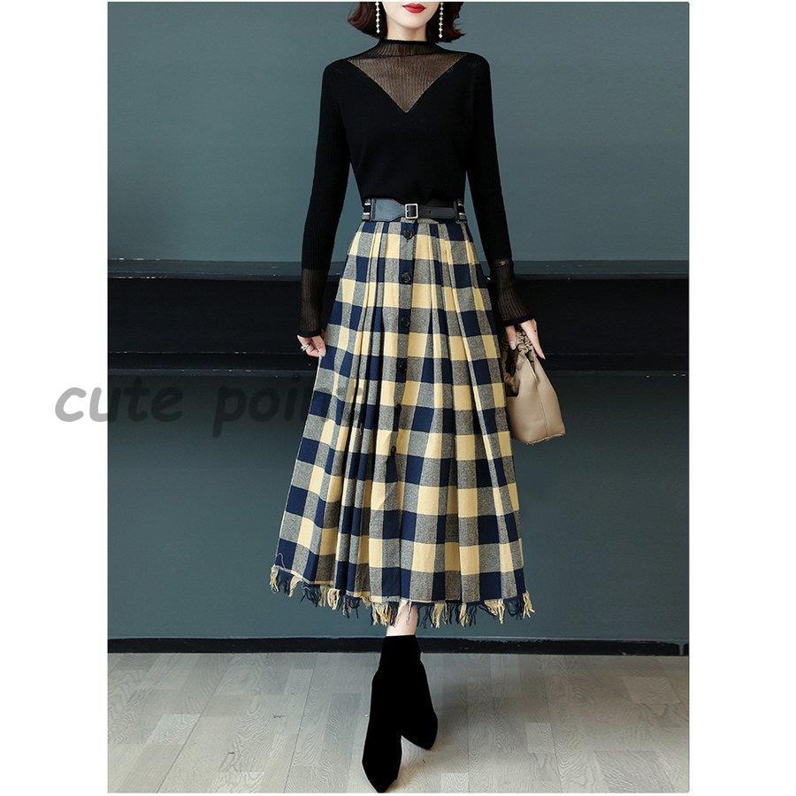 元値4万円❗️新品未使用❗️MARK&LONA プリーツスカート プリーツスカート レディース ロングスカート 体型カバー A