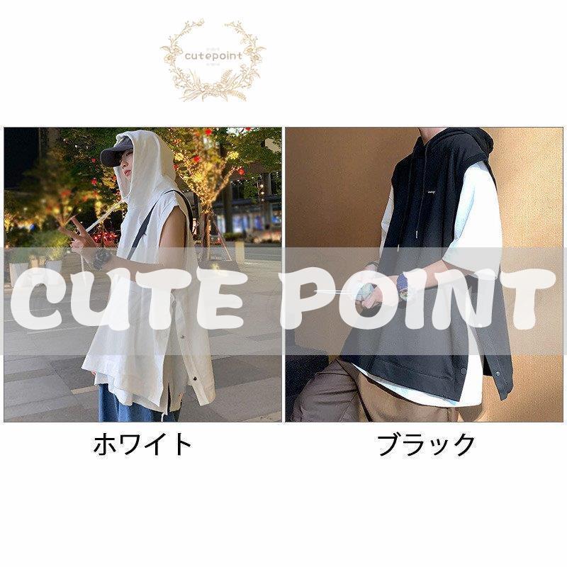 タンクトップ パーカー メンズ シンプル ノースリーブ フード付き Tシャツ 夏用 かっこいい トップス アウター ファッション スポーツ 運動 おしゃれ | ブランド登録なし | 01