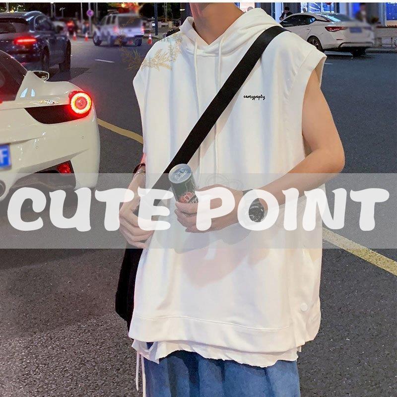 タンクトップ パーカー メンズ シンプル ノースリーブ フード付き Tシャツ 夏用 かっこいい トップス アウター ファッション スポーツ 運動 おしゃれ | ブランド登録なし | 03