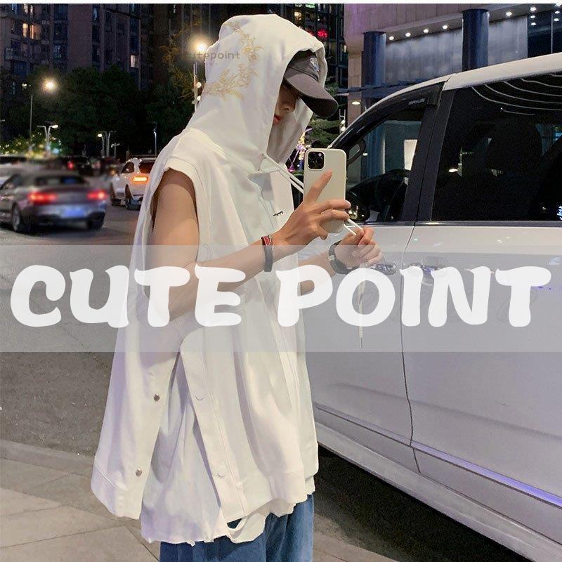 タンクトップ パーカー メンズ シンプル ノースリーブ フード付き Tシャツ 夏用 かっこいい トップス アウター ファッション スポーツ 運動 おしゃれ | ブランド登録なし | 04