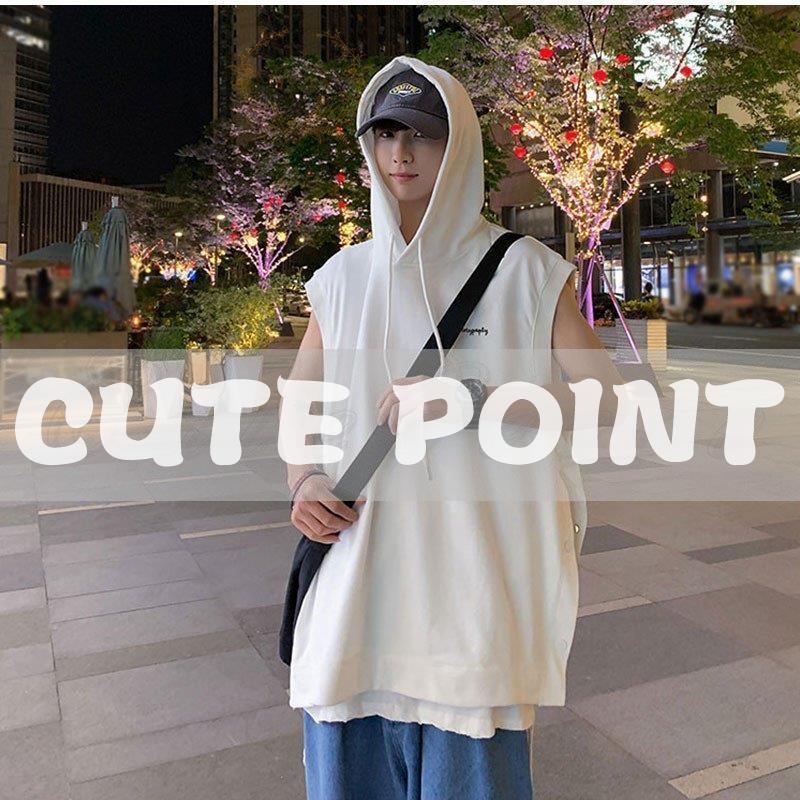 タンクトップ パーカー メンズ シンプル ノースリーブ フード付き Tシャツ 夏用 かっこいい トップス アウター ファッション スポーツ 運動 おしゃれ | ブランド登録なし | 05