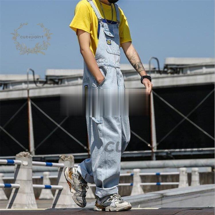 デニム オーバーオール メンズ オーバーサイズ ルーズシルエット 黒 青