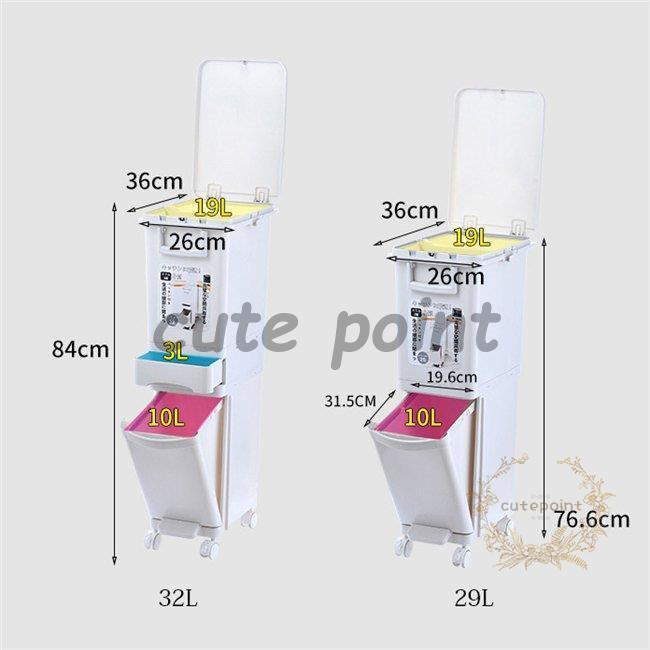 ゴミ箱 分別 3段 資源ゴミ 32L 別ワゴン 分別ごみ箱 スリム キッチン