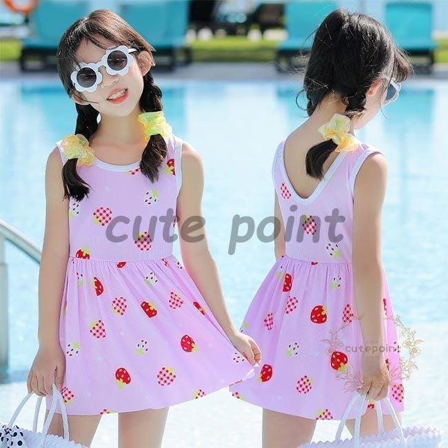 水着 女児 ワンピース 子供 スイムウェア イチゴ柄 速乾 水着ワンピース 女の子 小学生 7歳 9歳 苺柄 おしゃれ 水泳服 キッズ ワンピース水着 Ct0709 Pc50 Cute Point 通販 Yahoo ショッピング
