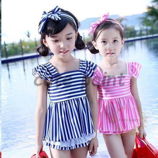 春のコレクション キッズ 水着 女の子 セパレート 子供 3点セット ビキニ トップス パンツ ボーダー柄 かわいい女児 140cm 海 100 水遊び 1 130 90 80 110 プール