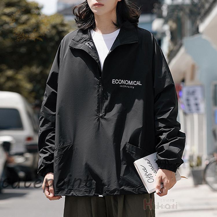 ハーフジップ ジャケット メンズ 無地 ゴルフ プルオーバー