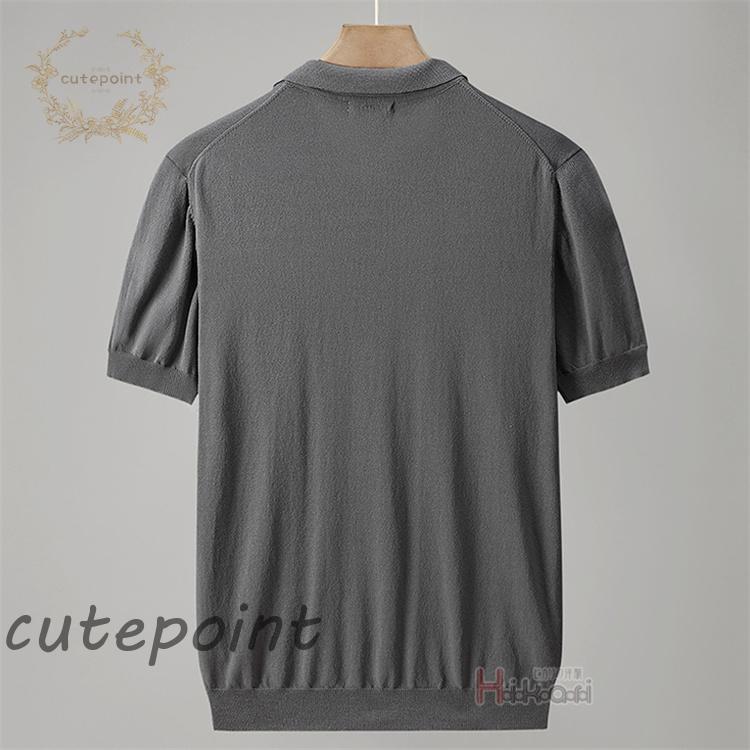 冷感 サマーニット メンズ おしゃれ ニットTシャツ サマーセーター 半袖ニット カジュアル スキッパーシャツ 襟付き 父の日 | ブランド登録なし | 13