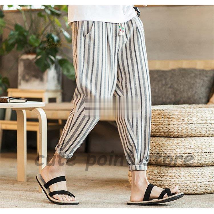 ストライプパンツ メンズ サルエルパンツ ストライプ クロップド