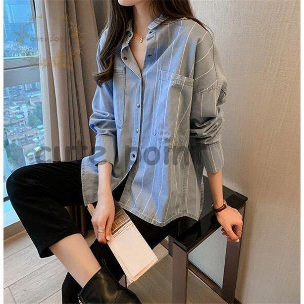 シャツ デニム レディース トップス 無地 デニムシャツ ブラウス 長袖 カジュアルシャツ デニムブラウス 大人 上品 通勤 Ol 大きいサイズ Ct0907 Shwen136 Cute Point 通販 Yahoo ショッピング