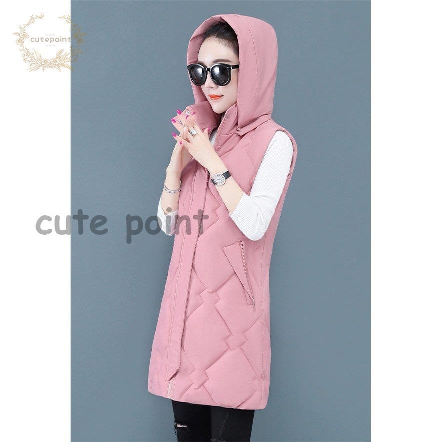 【Chiko 】ベージュ ダウンベスト フード付き ロング Chiko 様専用】ベージュ ダウンベスト フード付き ロング chiko様 専用