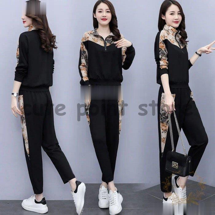 セットアップレディース 秋新作 長袖 パーカー ロング丈パンツ スウェット上下セット ジャージ カジュアル 大きいサイズ