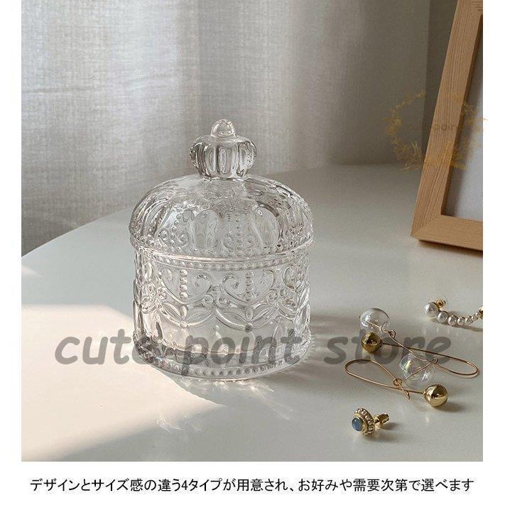 透明 小物入れ フタ付き ガラス キャンディ箱 綿棒入れ 爪楊枝入れ