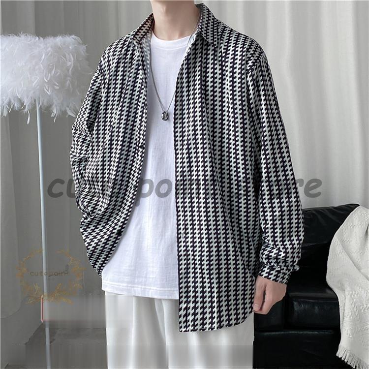 シャツ メンズ おしゃれ 長袖 長袖シャツ 千鳥格子 カジュアルシャツ