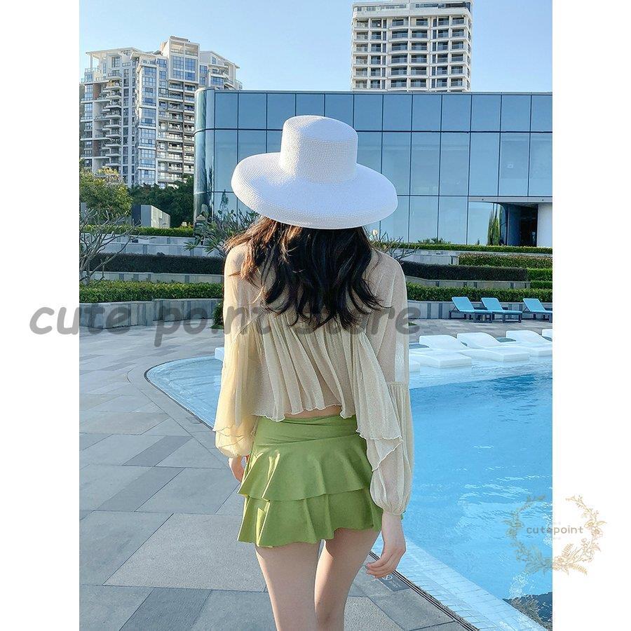 水着 レディース 体型カバー ビキニ セパレート 無地 シースルー 透け感 エアリー 日焼け対策 グリーンイベント ナチュラル リラックス 魅力的 女子会 Ct0 Gmxrh70 Cute Point 通販 Yahoo ショッピング