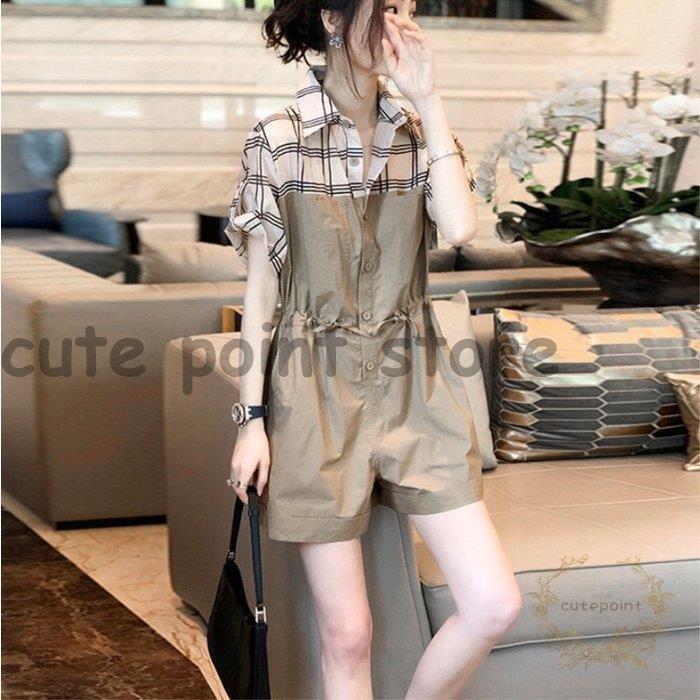 サロペット オーバーオール レディース 40代 春夏新作 ショート丈 ワイドパンツ 切り替えチェック 半袖 ボトムス ゆったり オシャレ通勤 カジュアル 30代50代 ファッションなデザイン