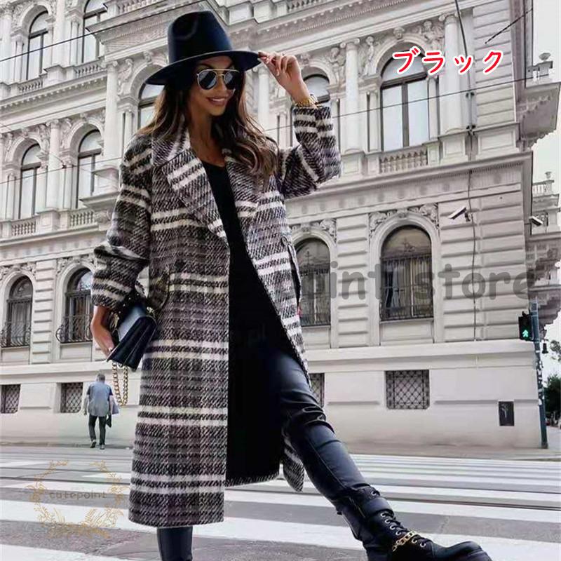 記念日 チェスターコート コート レディース 長袖 チェック柄 ロングコート 定番 アウター Pコート 通勤 通学 上品 キレイめ 秋冬新作 Simbcity Net