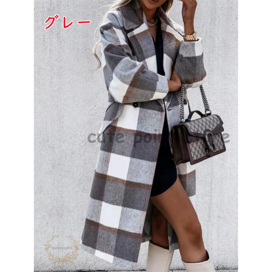 記念日 チェスターコート コート レディース 長袖 チェック柄 ロングコート 定番 アウター Pコート 通勤 通学 上品 キレイめ 秋冬新作 Simbcity Net