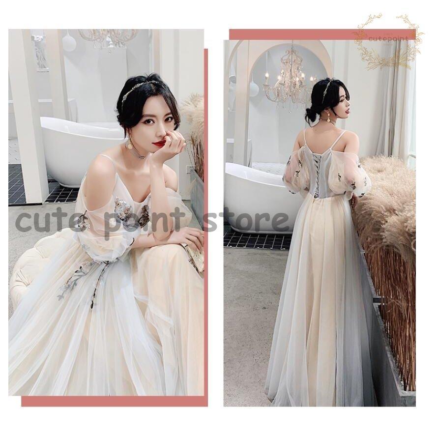 パーティードレス 上品 袖あり ロング丈ドレス ウエディングドレス ブライズメイド ドレス 代 30代 40代 カラードレス 演奏会 ピアノ スーパーセール