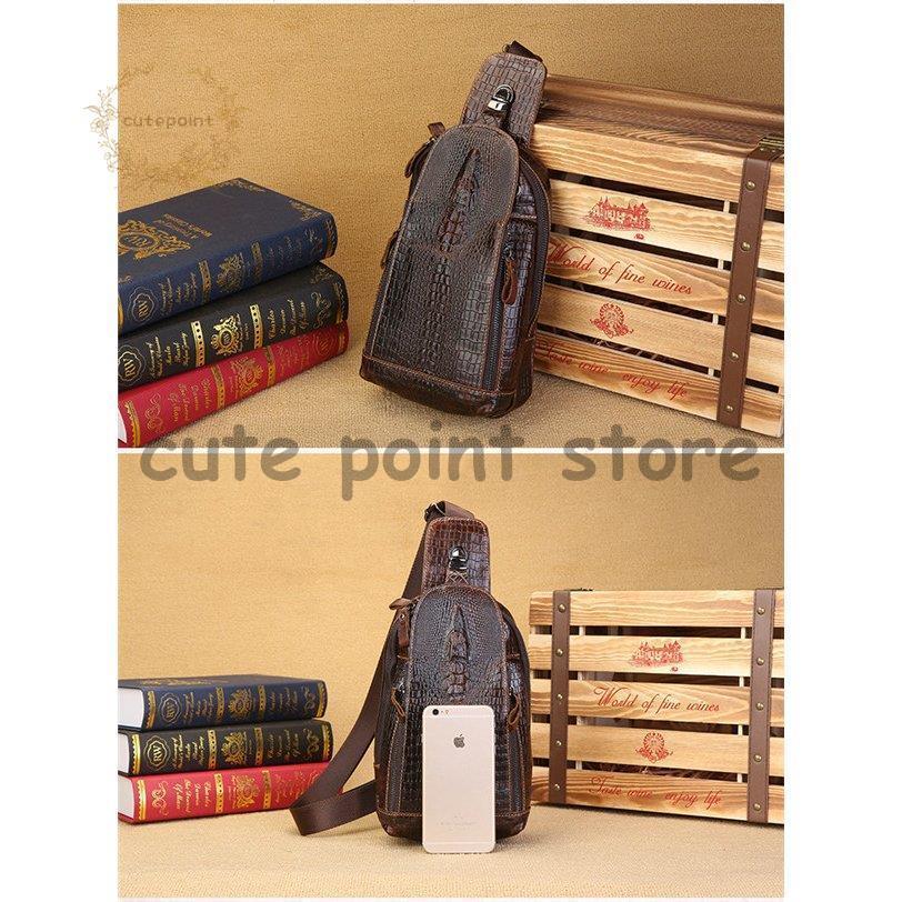 ボディバッグ ショルダーバッグ メンズ 本革 牛革 鰐 ワニ