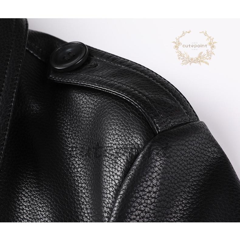 トレンチコート レザージャケット 革ジャン ベルト付き メンズ 大きい